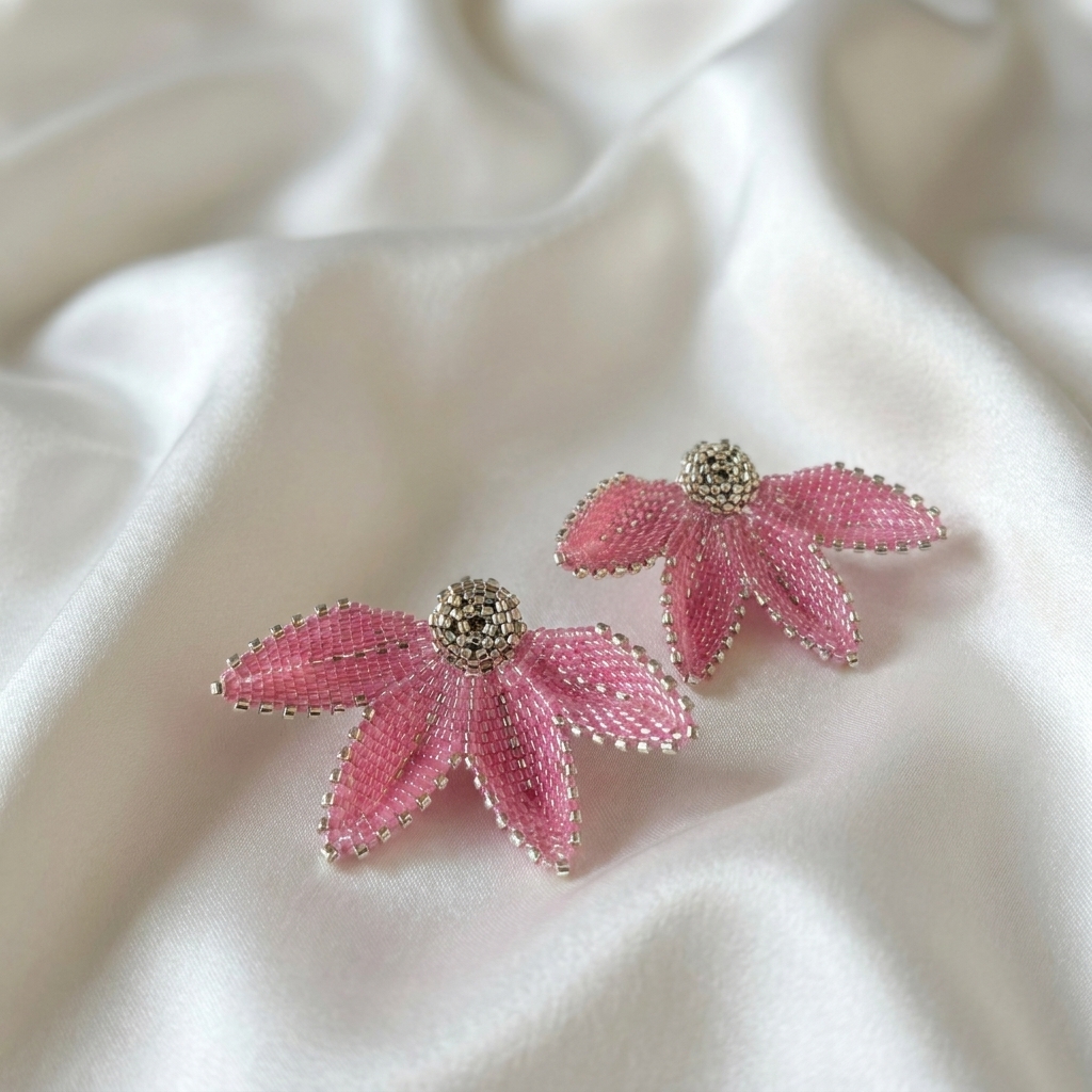 Miyuki náušnice puzety - Delicate Bloom Light Rose